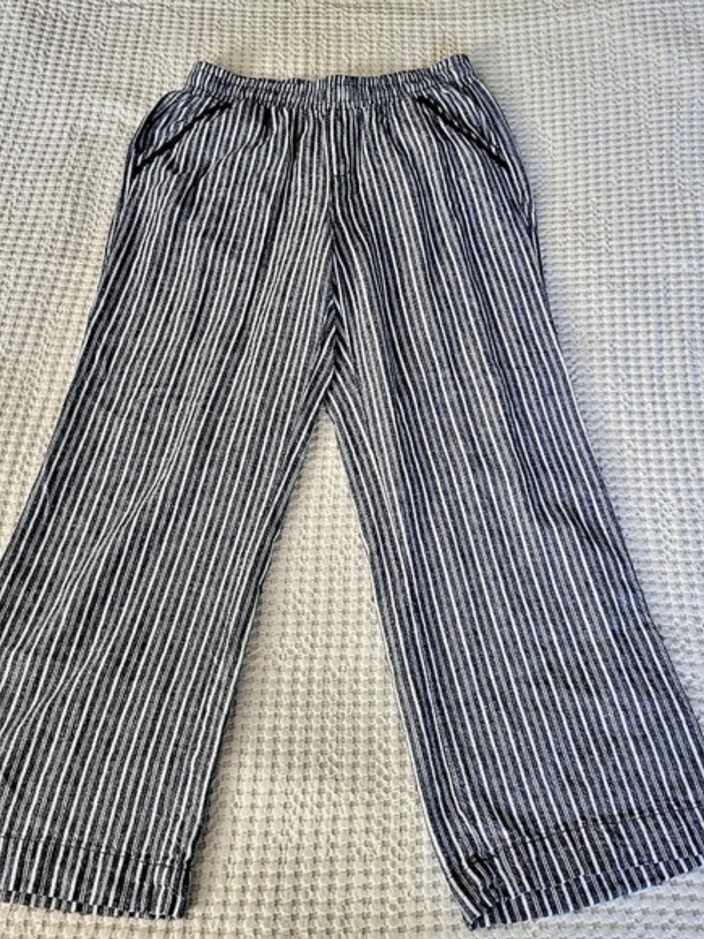 BRIGGS Striped Linen Rayon Wide Leg Pants Size Large
